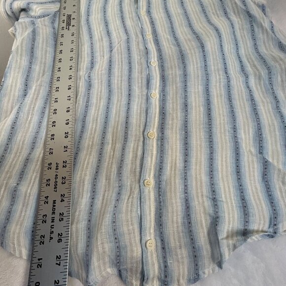 CP Shades Womens Striped Button-Up Shirt The Seaside Style Blue Linen Large NWOT - Picture 6 of 8